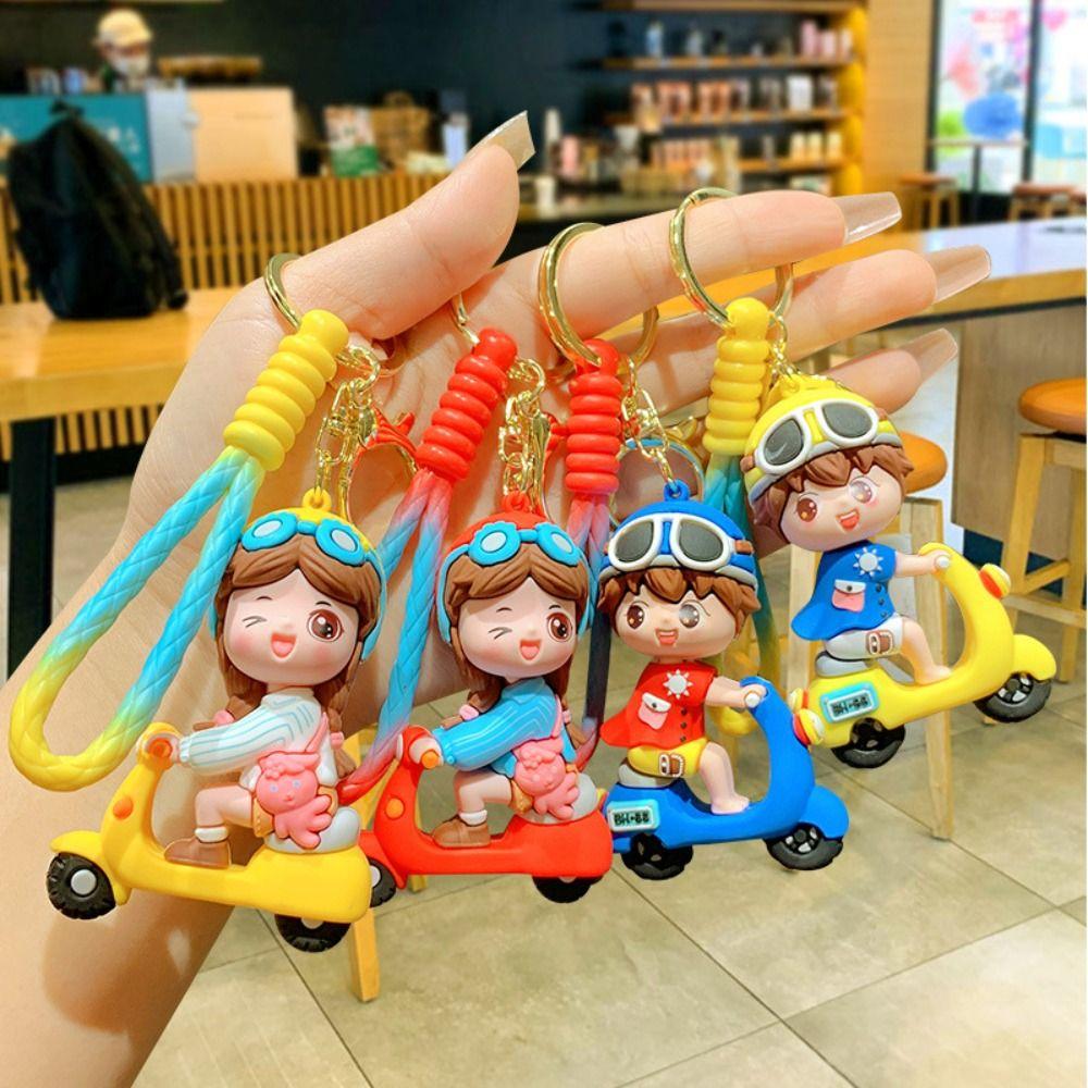 Cute PVC Electric Car Boy Girl Pendant Cartoon Hanging Ornament Couple Keychain Bag Pendant Bag Accessories
