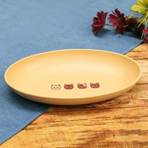 Tanaka Hashiten Chaton Plate, Microwave-Safe and Dishwasher-Safe, Kids' Dish, Stylish, Made in Japan, Plastic, Oval, Pasta Plate, Curry Plate, Small,