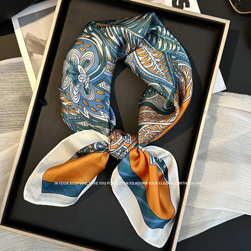 70 Square Scarf Neck Small Shawl New Fashion Silk Scarf High-end Decorative Temperament Scarf Headscarf Headband