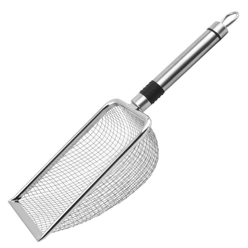 Stainless Steel Cat Litter Scoop with Fine Mesh, Large Size, Plastic Handle - Pet Cleaning Tool