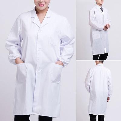 Men/Women Lab Coat Long Sleeve Work Clothing Hospital Uniform Doctor White Coat Medical Nurse Child