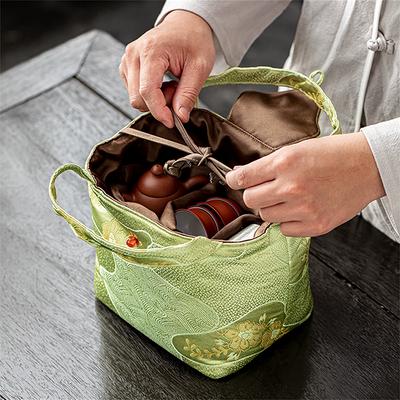 Große Teegeschirr-Tragetasche, Teezubehör-Organizer, Tragbare Reise-Teeceremonie-Tasche, Teegeschirr-Aufbewahrungstasche