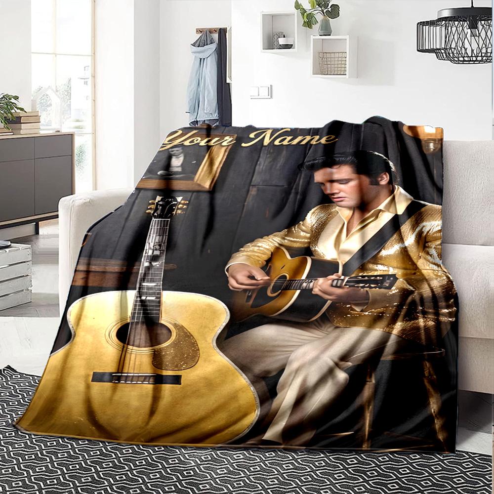 Elvis Presley Customize Your Name Blanket Gift Personalized Blanket Durable Comfort for Seaside Couch Livingroom Nap for All Occasions