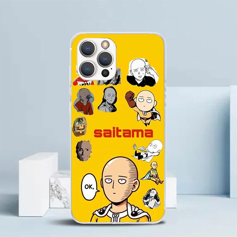 One P-Punch-Man Saitama King Soft Cover for iPhone 16 17 Air 15 14 Pro Max 16E Phone Case 13 Mini 12 11 7 SE 8 Print Pattern Fit