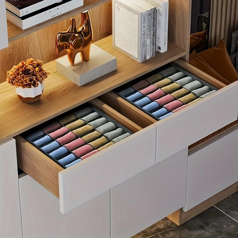 2er-Pack Mehrzweck-Socken-Schubladen-Organizer, Unterwäsche-Einteiler, 24-Fächer, Zusammenklappbare Schrank-Organizer, Beige- und Graue Optionen