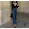 Spring New Women's Clothing French Vintage Style Fashion All-Match High Waist Stretch Nautica Style Micro-Pull Denim Pants