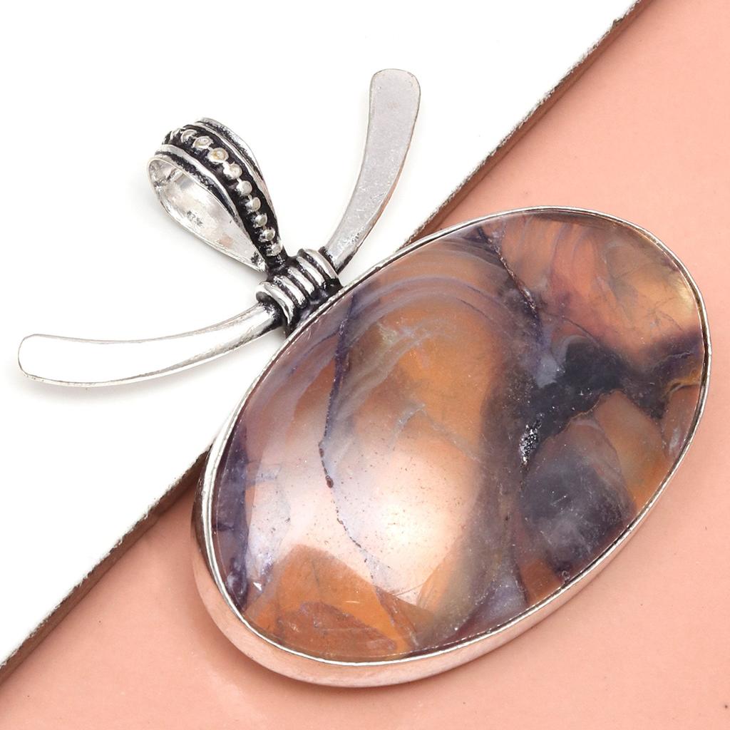 Fluorite Gemstone Handmade Women's Unisex Silver Jewelry Pendant 1.75