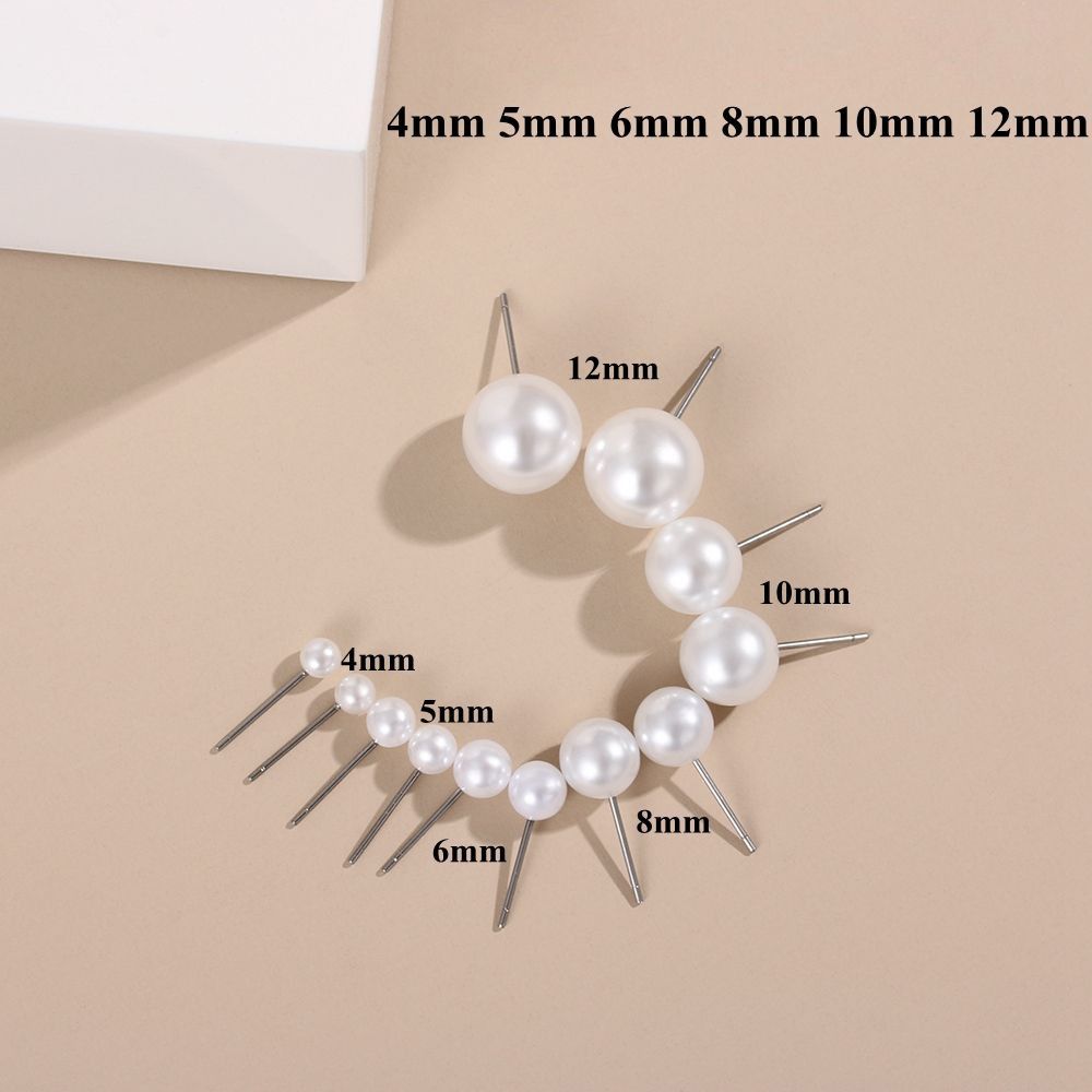 4mm 5mm 6mm 8mm 10mm 12mm Pearl Earrings Elegant Ear Stud Round Ball Earrings  Wedding Engagement