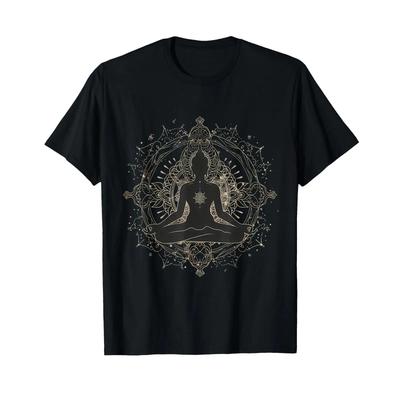 Meditation Unisex Mandala Buddhistisch Hindu Zen Buddha Spirituell T-Shirt Vintage Stilvoll Lässig Atmungsaktiv Vielseitig