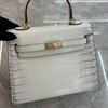 New First-layer Cowhide High-gloss Crocodile Pattern, Bag Gold Buckle Belly Handbag Atmospheric Fashion Leather Shoulder Bag