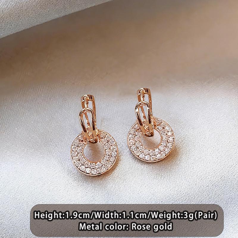 

Elegant Rose Gold Color Metal Micro-Paved Zircon round Disc Ear Cuffs 2026 New Jewelry Simple Accessory Earrings for Womens