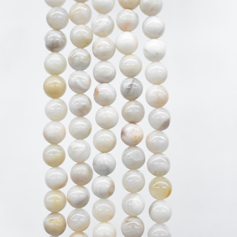 White Crazy Agates Round Natural Loose Stone Beads for Jewelry Making DIY Charm Bracelet 15'' Strand 4/6/8/10/12mm