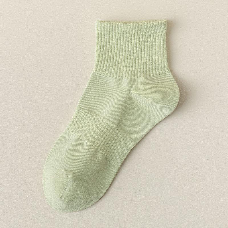 Women's Mid-calf Socks, Boneless Sports Solid Color Cotton Socks, Autumn and Winter Short Socks, Versatile Spring and Summer Socks