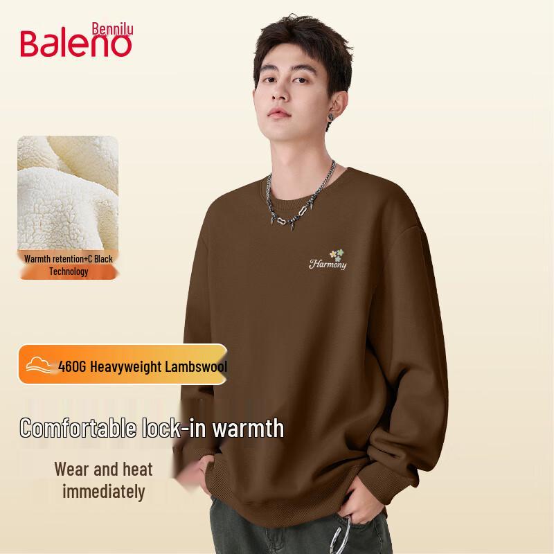 Baleno Unisex Fleece-Lined Vintage Print Loose Fit Sweatshirt