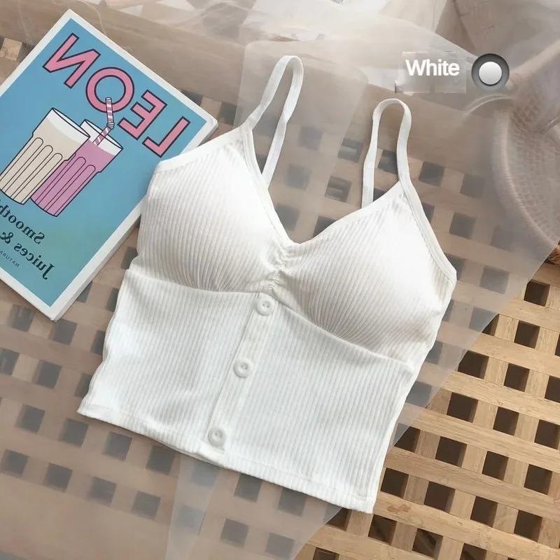 Летний женский трикотажный топ без рукавов на бретелях, сексуальный женский трикотажный однотонный укороченный топ One Size белый