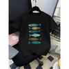 European sizes Boys' T-Shirt,  Casual Short-Sleeve Tee with Fish Art Print Pattern - Fun Summer Design,  Playful Kids' Fashion,  Breathable Fabric