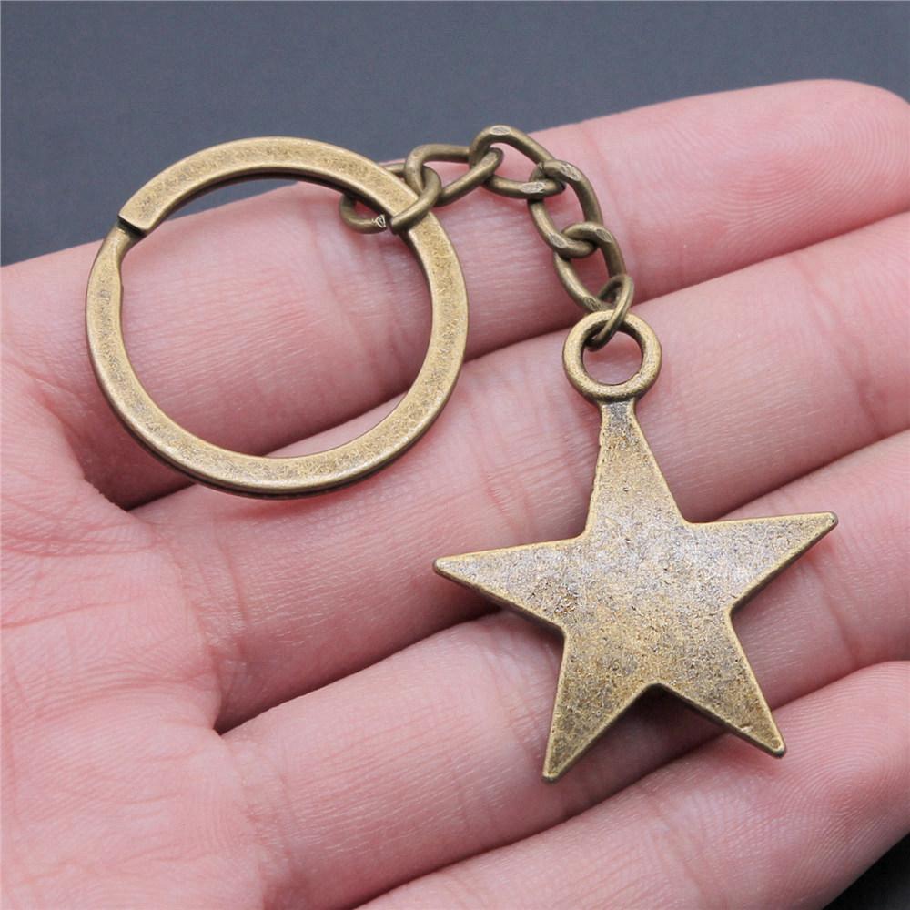 28mm Key Ring Star Pentagram Moon Minimalist Jewelry Components QY043
