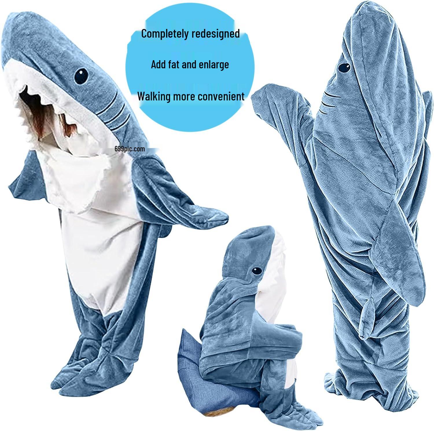 

Flannel Shark Sleeping Bag & Onesie Pajamas - Wearable Blanket for Home S [Length 150cm - Fits 115-135cm height] синій