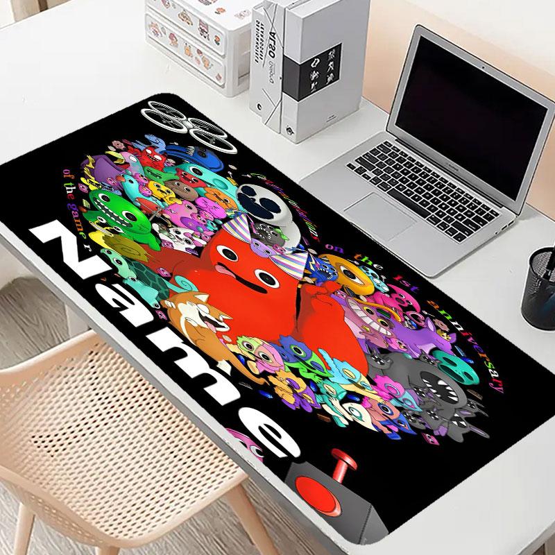 Custom Name Personalized Game Rainbow Friends Pattern Mousepad, Laptop PC Desk Mat, Decorative Desk Mat for Home Keyboard Pad Gift