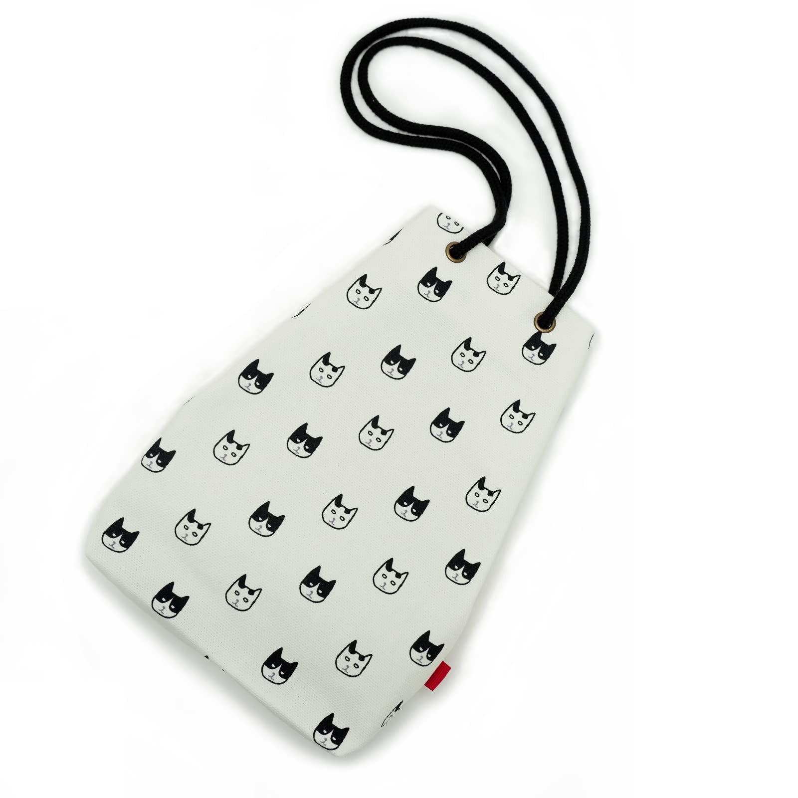 

SOTONEKO JAPAN Сумка-спа на плечо с кулиской для саке, стильная и выполненная в японском стиле, сумка, сумка, сумка, маленькая, 100% хлопок, серая, милая, Япония, (белый) белый