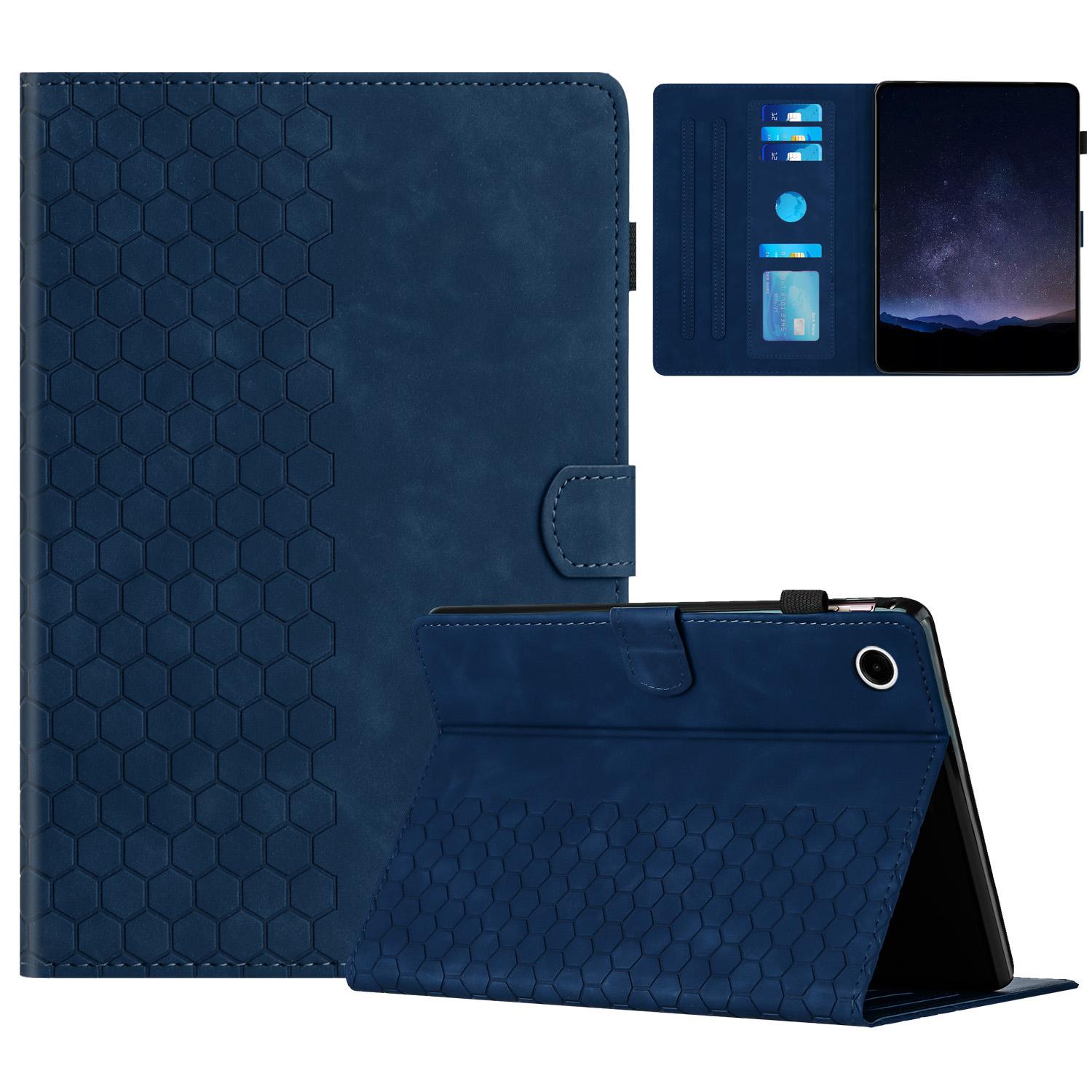 

For Samsung Galaxy Tab A9+ Case Honeycomb Printed Leather Tablet Cover with Card Slot Blue