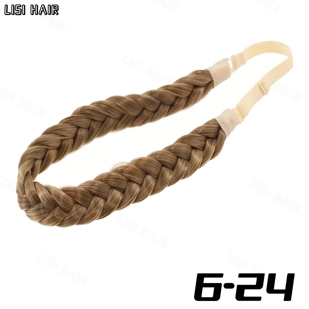 MISSQUEEN Estensioni sintetiche della fascia per capelli intrecciati elastici da 1 pezzo Parrucca classica con trecce larghe e soffici per le donne