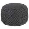Day and Night - Day and Night Handmade Macrame Pouf Anthracite Grey Cotton 45x30 Cm
