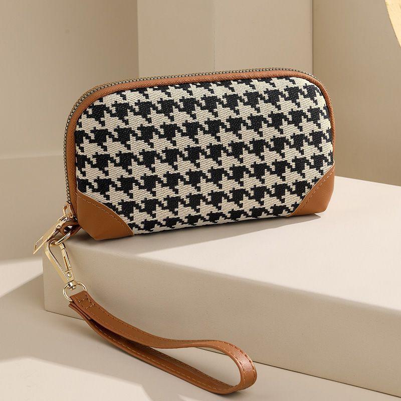 

Long Wallet for Women Fashion Plaid Pattern Purse Large Capacity Portable Phone Bag Female Credit Card Holder Cash Coin Wallet коричневий