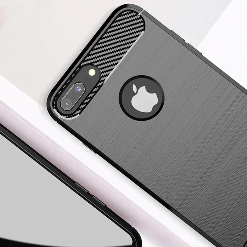 Husă Moale pentru Telefon pentru iPhone XR XS Max X Fibră de Carbon TPU Rezistent la Șocuri Capac Spate pentru iphone 7 8 plus 6 6S SE2 SE3 Husă de Silicon