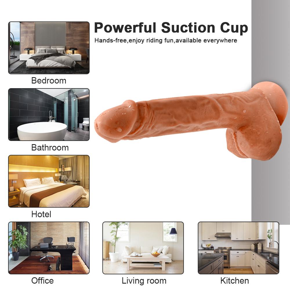 Realistické silikonové dildo pro ženy Bezdrátové narážení velkého penisu s přísavkou Pocit pokožky Vibrátor Sexuální hračky pro dospělé ženy