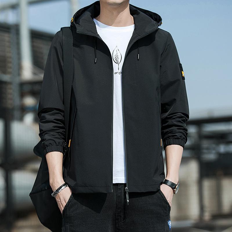 Men's Hooded Jacket Spring And Autumn Casual Windproof Jacket Trendy Workwear Windproof Waterproof Top