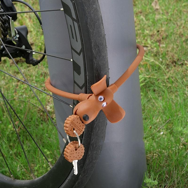 Light Weight Antitheft Portable Bicycles Lock Creative Biscuits Dog Road Bike Rings Lock Cycling Accessories