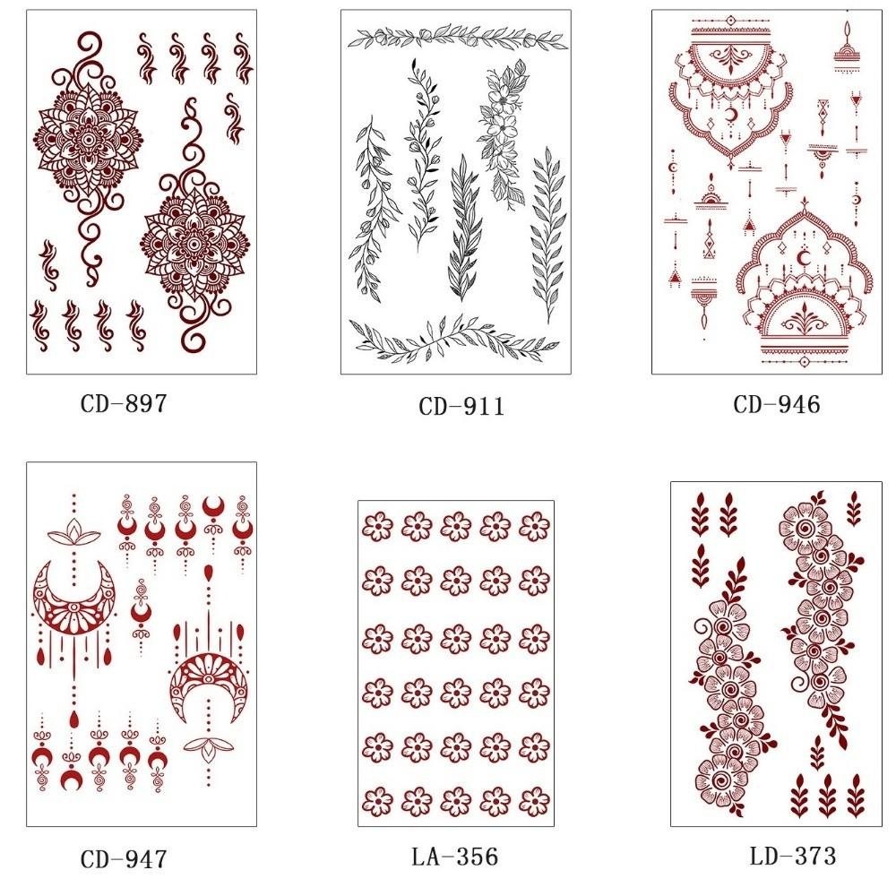 Mehndi Designs Sofort-Abziehbilder Blume Hand-Tattoo Henna-Tattoo Aufkleber Musikfestival