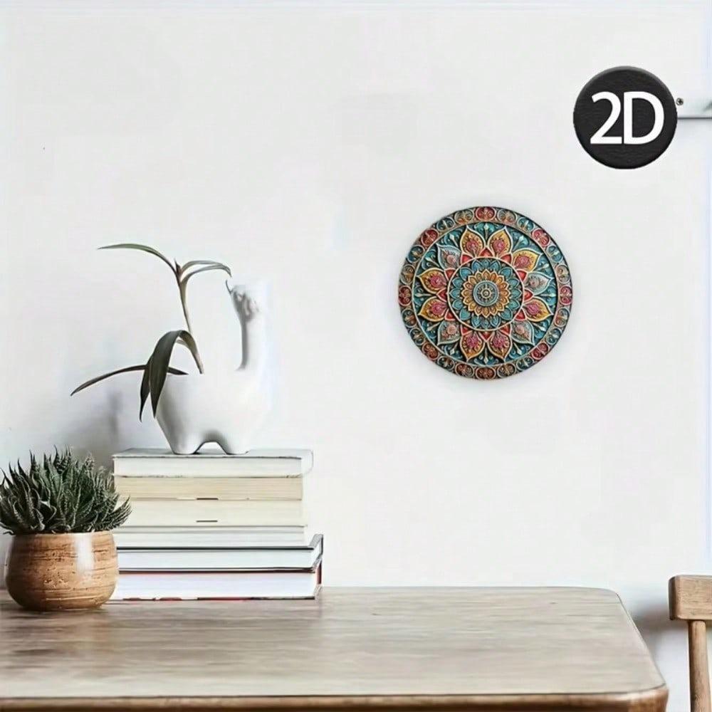 Vintage Mandala Metal Wall Art Round Aluminum Sign Indoor Outdoor Decor
