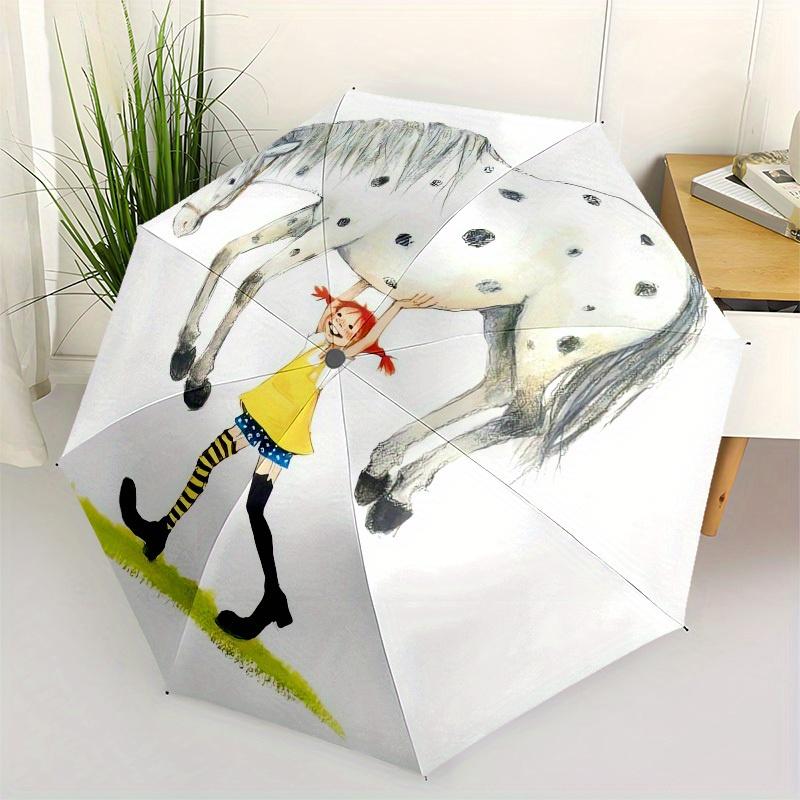 1pc Pippi Horse Themed High-quality Umbrella,Automatic Opening and Closing Umbrella,Multi-functional Umbrella G0811343
