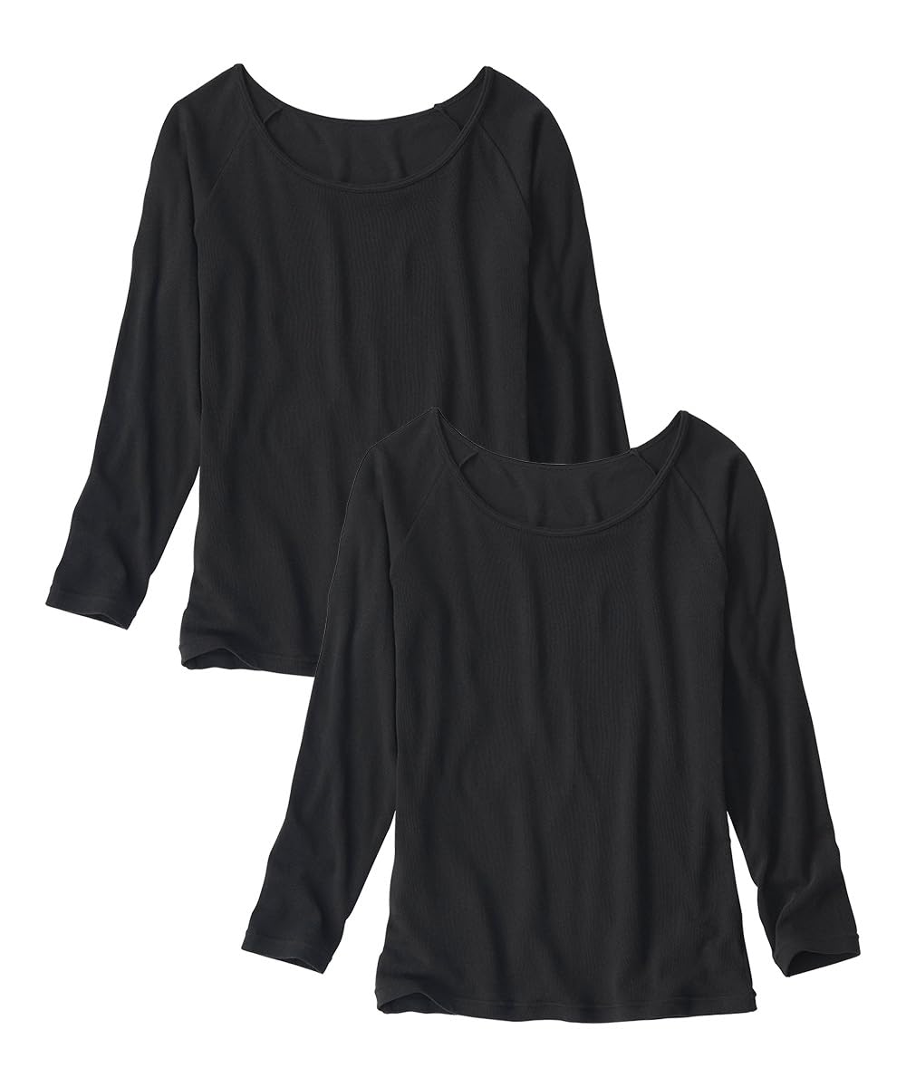 

Nissen Stretch Cotton Blend Raglan Long Sleeve Inner Shirts for Autumn and Set of Sizes Winter, 2, Black, 4L-6L