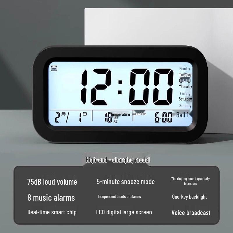 Smart Multi-functional Desktop Alarm Clock with Mute Mode and Long Battery Life