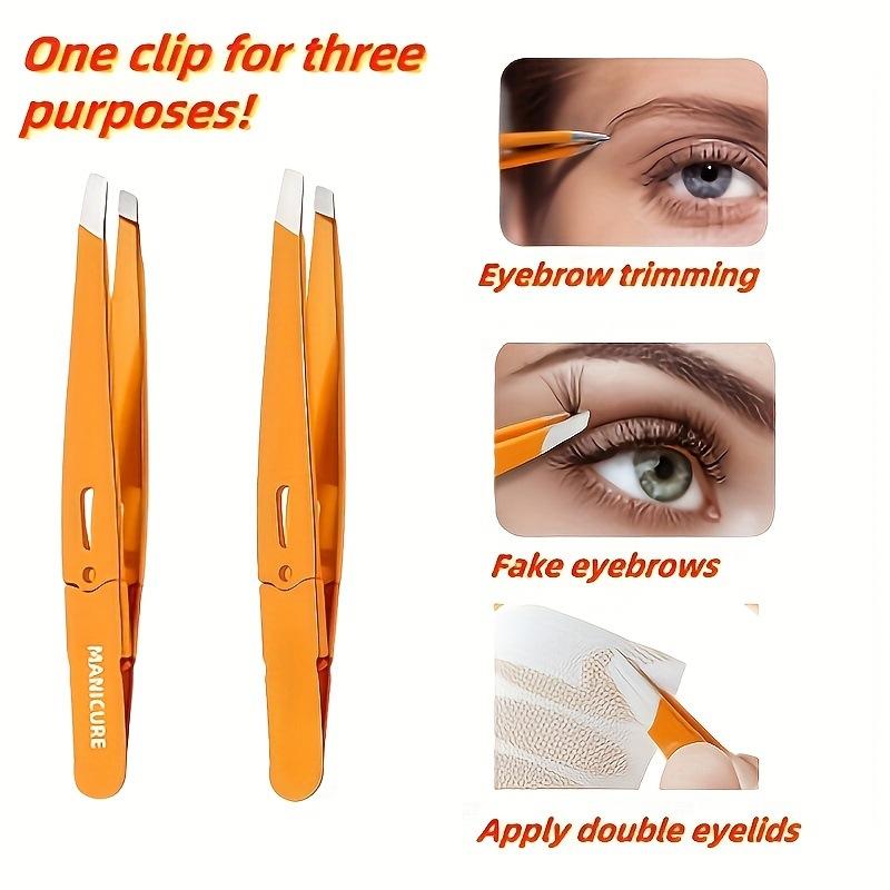 1Pc Eyebrow Tweezer Colorful Hair Beauty Fine Hair Puller Stainless Steel Slanted Eye Brow Clips Removal Makeup Tools Orange New