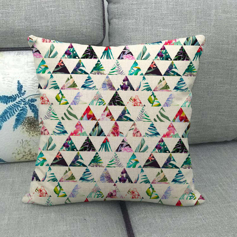Geometric Triangular Wave Pattern Digital Printing Short Plush Pillow Covers For Car Sofa Office Cushion Cover Home Goods