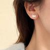 S999 Sterling Silver Double Layer Flower Stud Earrings - Exquisite Niche Design, Simple Pure Silver.