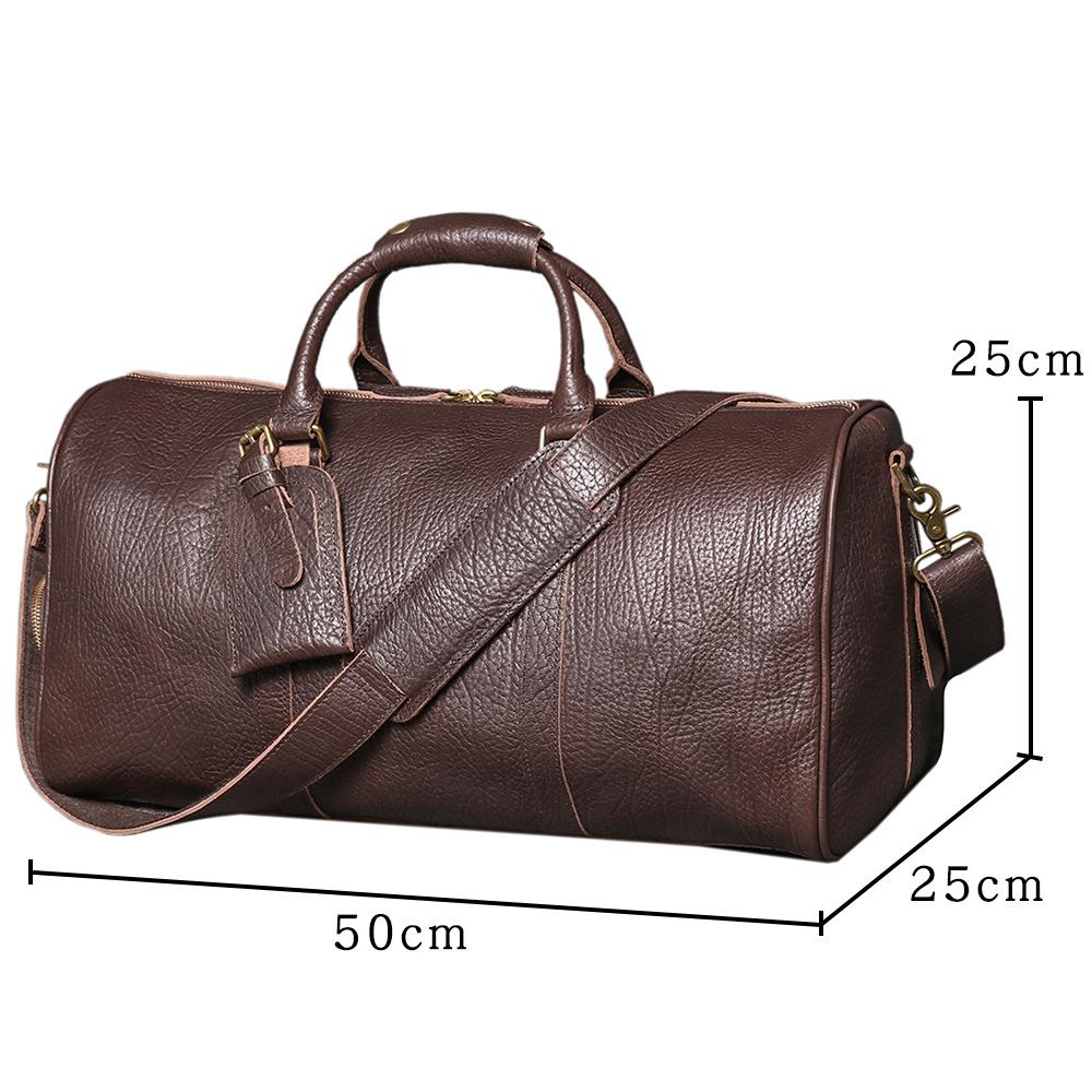 Borsa da Fitness Portatile da Uomo in Vera Pelle, Borsa a Spalla/Tracolla in Pelle di Mucca, Borsa da Viaggio d'Affari con Scomparto per Scarpe