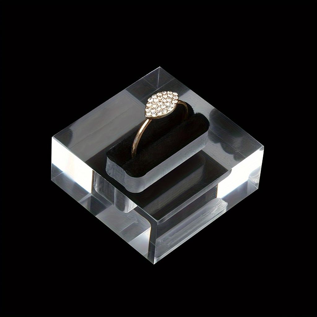 1Pc Elegant Classic Style 4cm X 4cm Transparent Acrylic Ring Display Stand 1.8cm Height Jewelry Holder for Ring Showcase