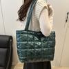 Fashi Solid Color Shoulder Bags Large Capacity Down Cott Padded Women Handbags Underarm Bags Winter