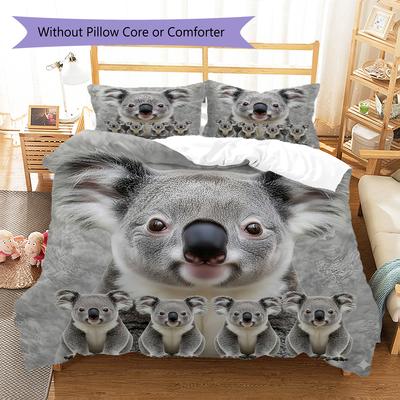 Koala Nerzmuster Bettwäsche Steppdecke Set Bettbezug Kissenbezug Heimdekoration Geschenk (1 Bettbezug + 2 Kissenbezüge, ohne Füllung)