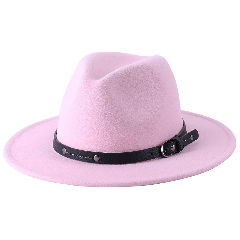 1Pc Fashion Wool Fedora Hat Men Autumn Winter Wide Brim Jazz Cap Imitation Woolen Women Church Felt British Hat