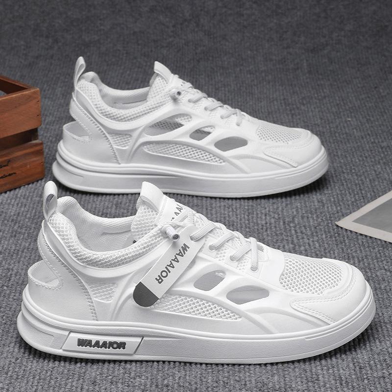 Summer Men's Shoes New Breathable Hollow Hole Shoes Men's Trend Versatile White Shoes Net Shoes Casual Board Shoes Trendy Shoes