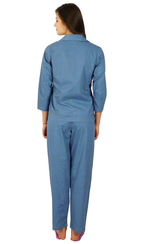Bimba Womens Cotton Night Wear Printed Pajama Set Full Sleeve Shirt with