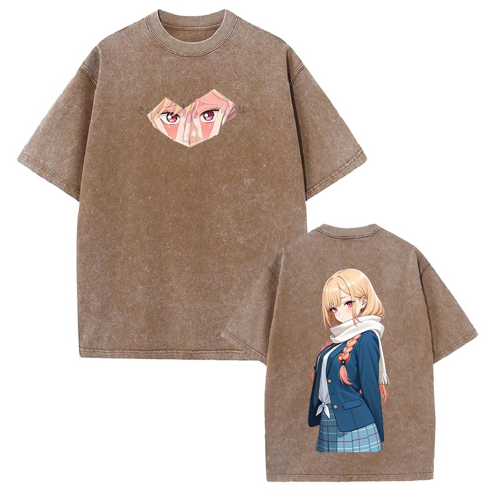 Anime T-shirt Marin Gothic Y2k Washed T Shirt Men Women Clothing Summer Short Sleeve Cotton Tees Tops