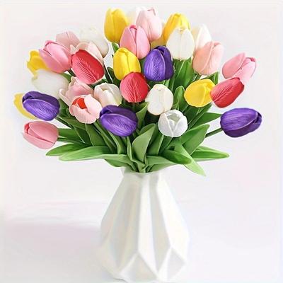 10 buc. Buchet de Flori Lalele Artificiale Atingere Reală Ramură Lungă Lalele Artificiale Rezistente la Decolorare Lalele Flori False Nuntă