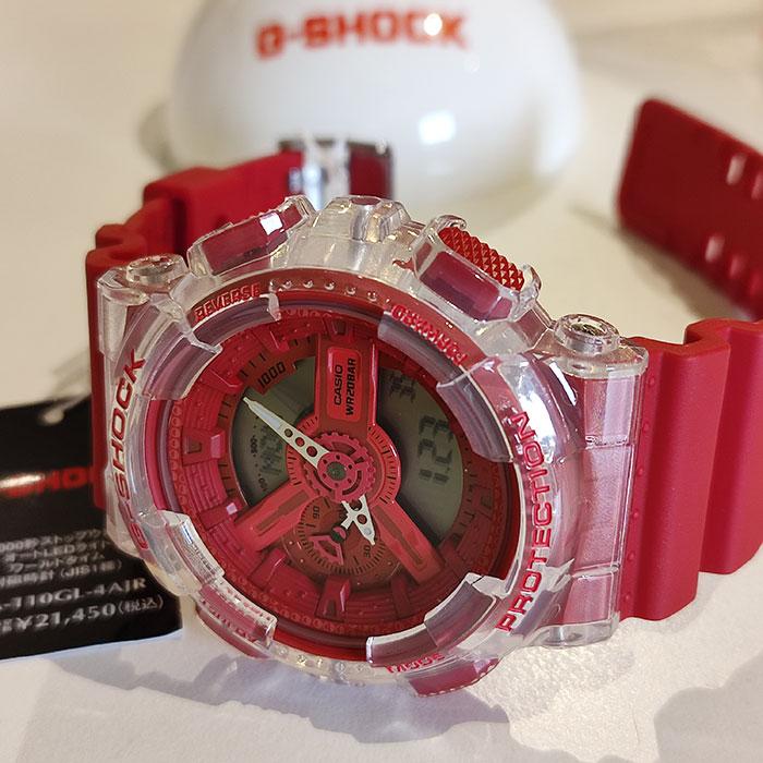 [NUOVO] Casio G-Shock GA-110GL-4AJR Serie Lucky Drop, Design Capsule Toy Ispirato al Giappone, Rosso e Oro, Resistente agli Urti, Impermeabile 20ATM, Nuovo di Zecca